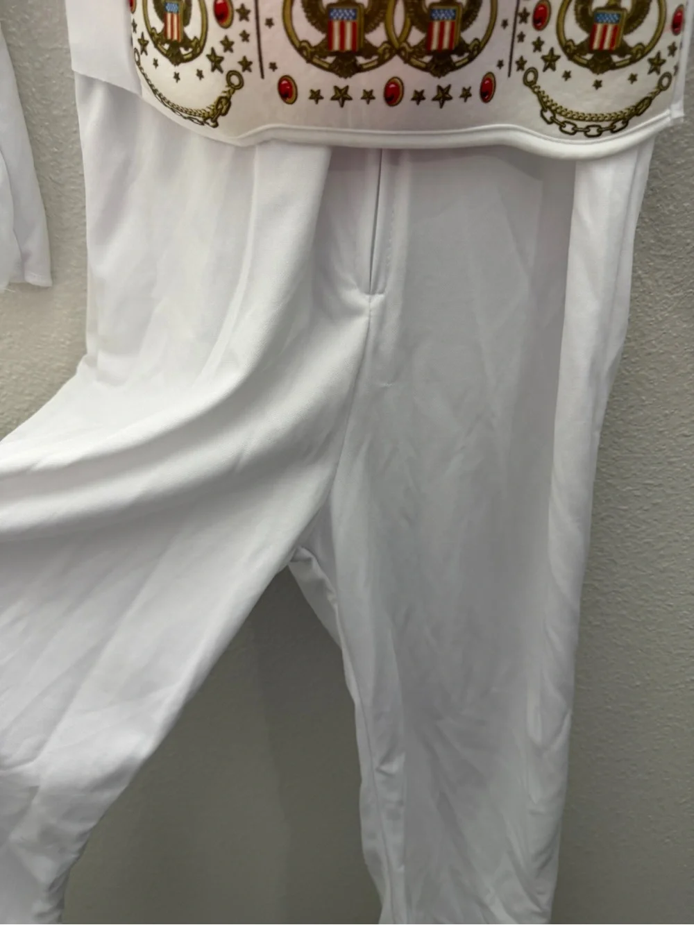 Kids White Rock Star Costume Jumpsuit with Red Scarf
